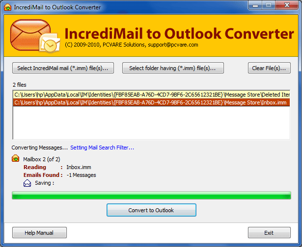 Export IncrediMail 2 to Outlook 6.02